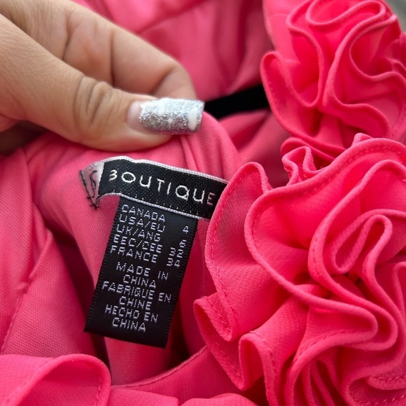 JS Boutique Barbie pink formal dress ruffle size 4 rhinestone prom dance - Picture 6 of 11